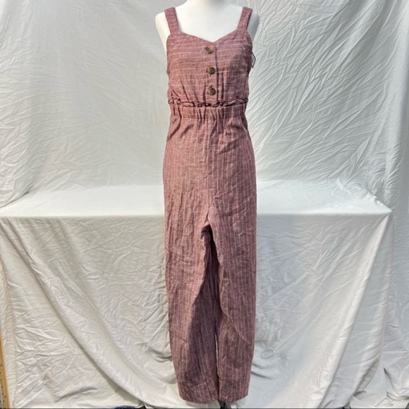 Romeo & Juliet Couture NWT Button Linen Jumpsuit wide leg lagenlook striped S - Picture 4 of 14